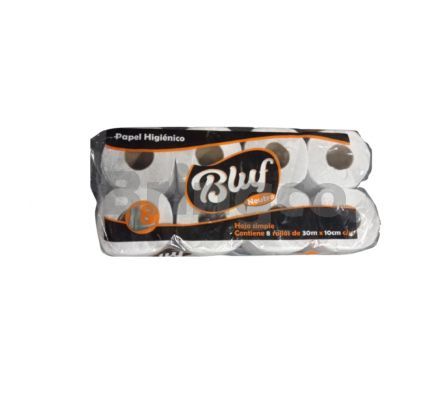 Papel Higienico Hoja Simple Bluf Neutro x 30 Mts Paq x 8