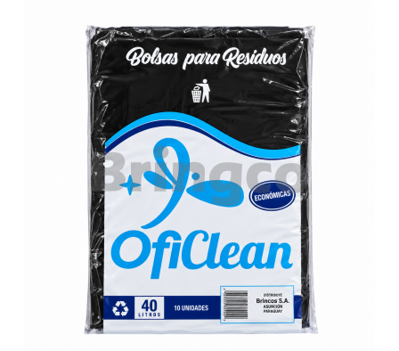 Bolsa para Residuos Comun Oficlean Negro 40 L Paq x 10 und