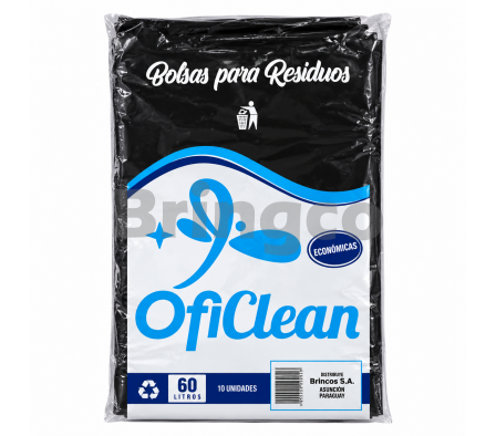 Bolsa para Residuos Comun Oficlean Negro 60 L Paq x 10 und