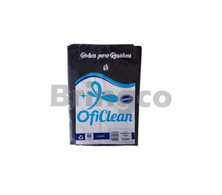 Bolsa para Residuos Comun Oficlean Negro 60 L Paq x 10 und