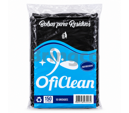 Bolsa para Residuos Reforzado Oficlean Negro150 L Paq x 10 und