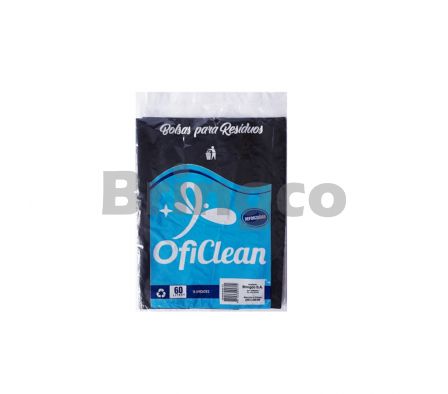 Bolsa para Residuos Reforzado Oficlean Negro 60 L Paq x 10 und