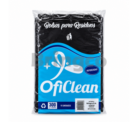Bolsa para Residuos Reforzado Oficlean Negro 300 L Paq x 10 und