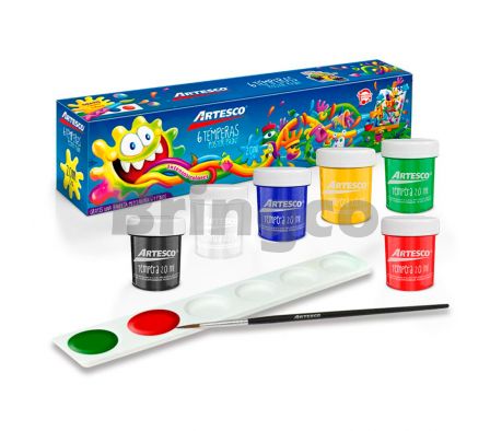 Tempera Artesco 20 ml Paq x 6 Colores (Br)