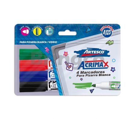 Marcador para Pizarra Artesco A123 Paq x 4 Colores (Br)