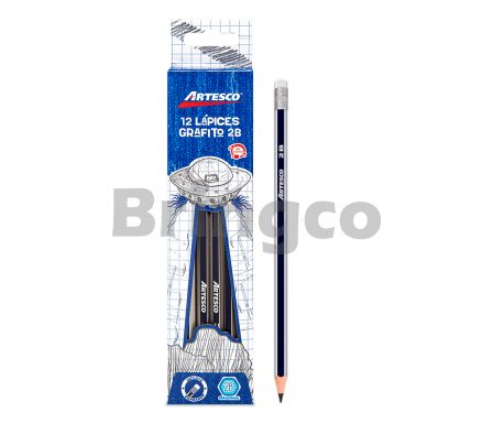 Lapiz de Papel con Borrador Artesco 2B Gris/Negro und (Br)