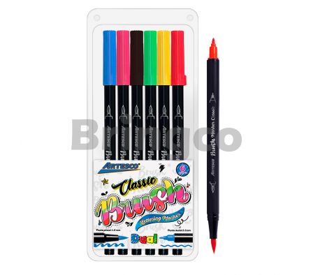 Marcador Dual Artesco Clasico Colores Surtidos Paq x 6 und (Br)