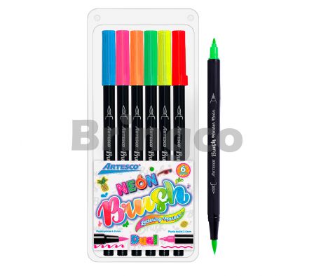 Marcador Dual Neon Artesco Colores Surtidos paq x 6 und (Br)