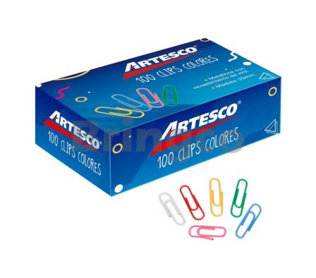 Clip Metalico Artesco Nro 4 Colores Surtidos Caja x 100 und (Br)