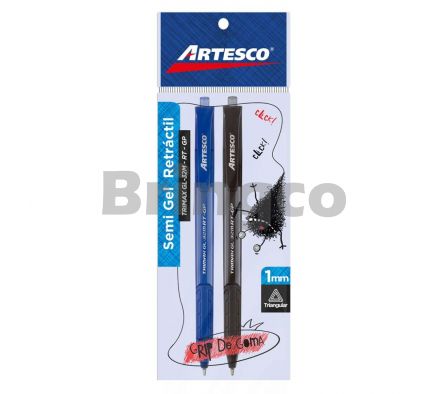 Boligrafo Semigel Artesco Trimax Retractil GL32M Paq x 2 Colores (Br)