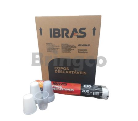 Vaso Plastico Ibras 200 ml Transparente Tira x 100 und (Br)