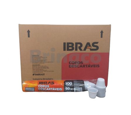 Vaso Plastico Ibras 50 ml Blanco Tira x 100 und (Br)
