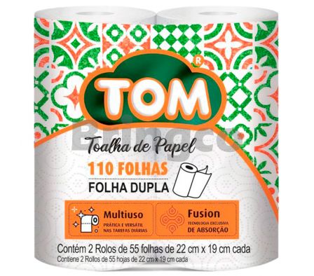 Toalla de Cocina Hoja Doble Tom  Rollo Multiuso Paq x 2 und