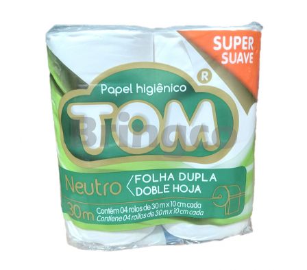 Papel Higienico Doble Hoja Tom Neutro 30 Mts x 4 und