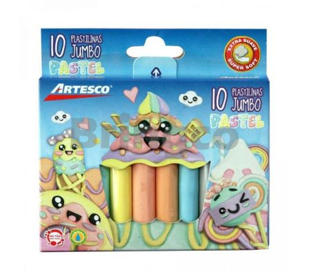 Plastilina Jumbo Artesco Pastel Paquete x 10 Colores (Br)