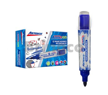 Marcador para Pizarra Recargable Artesco R123 Azul und (Br)