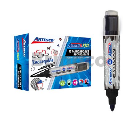 Marcador para Pizarra Recargable Artesco R123 Negro und (Br)