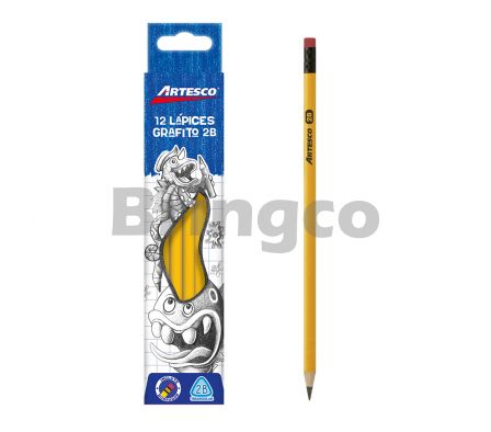 Lapiz de Papel con Borrador Artesco Amarillo 2B und (Br)