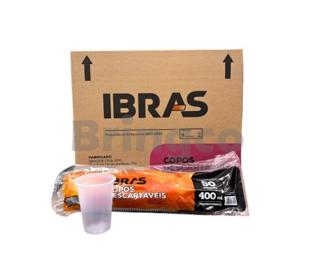 Vaso Plastico Ibras 400 ml Transparente Tira x 50 und (Br)