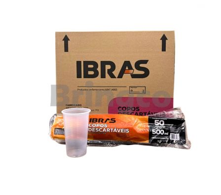 Vaso Plastico Ibras 500 ml Transparente Tira x 50 und (Br)